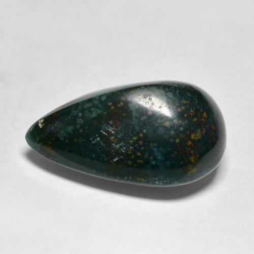 Bloodstone Gemstone in 16.9 x 11.5 mm Size for Sale, Bloodstone Stone in Medium Dark Green Color