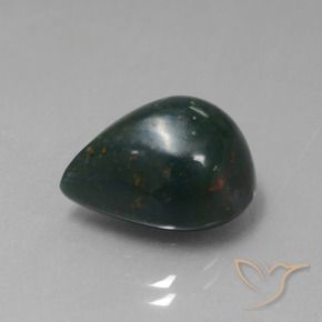 8.78 ct Green Bloodstone Stone, Natural Bloodstone in Pear Cabochon Shape for Sale