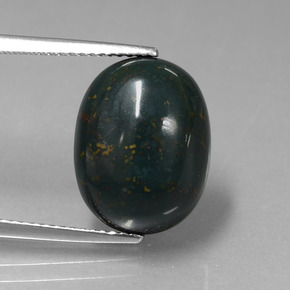 9.11 ct Green Bloodstone Gemstone, Bloodstone Gem in Oval Cabochon Shape for Sale.