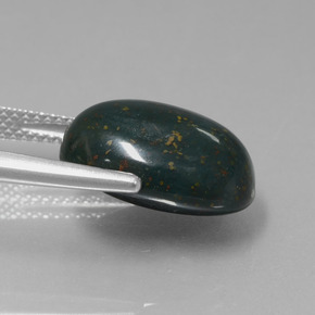 Bloodstone Gemstone in 15 x 11.4 mm Size for Sale, Bloodstone Stone in Spotted Green Color