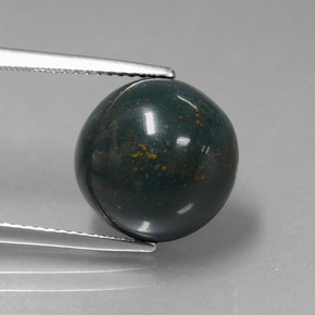 Verde oscuro Piedra de Sangre Gema - 9.9ct Cabujón Redondo (ID: 408822)