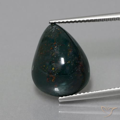 11.36ct Natural Forest Green Bloodstone, Pear Shape, Opaque