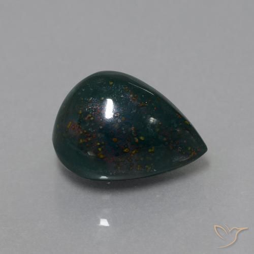 11.36 ct Green Bloodstone Stone, Natural Bloodstone in Pear Cabochon Shape for Sale