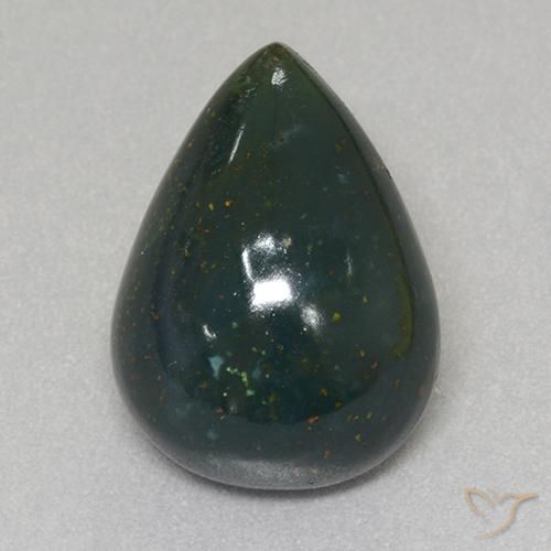 12.5 ct Pear Bloodstone, 18 x 13.4 mm From Madagascar, Photo A