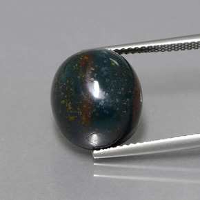 10.68 ct Green Bloodstone Gemstone, Bloodstone Gem in Oval Cabochon Shape for Sale.
