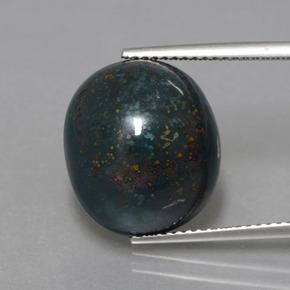 Dark Green Bloodstone Gem - 11.5ct Oval Cabochon (ID: 408854)