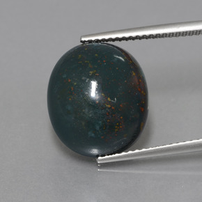 11.31 ct Green Bloodstone Gemstone, Bloodstone Gem in Oval Cabochon Shape for Sale.