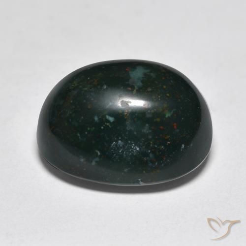 Bloodstone Gemstone in 15.3 x 12.4 mm Size for Sale, Bloodstone Stone in Deep Green Color