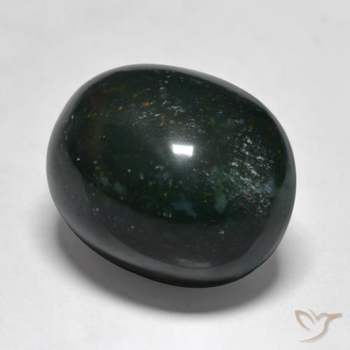 14.09 ct Green Bloodstone Stone, Natural Bloodstone in Oval Cabochon Shape for Sale