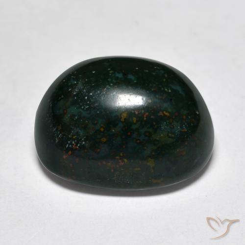 Bloodstone Gemstone in 15.7 x 12.5 mm Size for Sale, Bloodstone Stone in Deep Green Color