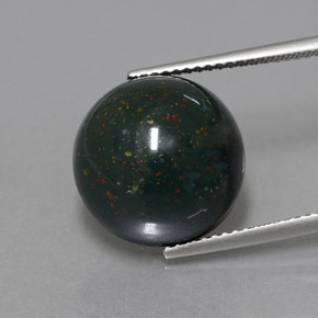 11.27 ct Green Bloodstone Gemstone, Bloodstone Gem in Round Cabochon Shape for Sale.