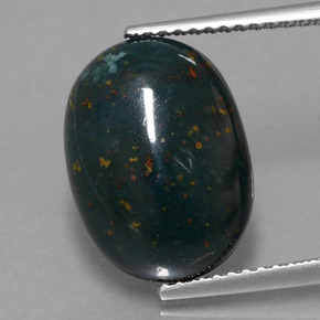 6.78 ct Green Bloodstone Gemstone, Bloodstone Gem in Oval Cabochon Shape for Sale.