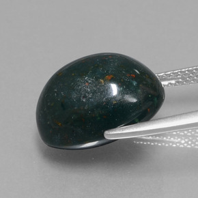 Bloodstone Gemstone in 14.6 x 11.5 mm Size for Sale, Bloodstone Stone in Multicolor Green Color