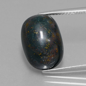 8.99 ct Green Bloodstone Gemstone, Bloodstone Gem in Oval Cabochon Shape for Sale.