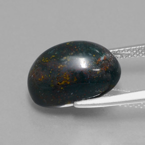 Bloodstone Gemstone in 14 x 10 mm (calibrated) Size for Sale, Bloodstone Stone in Spotted Green Color