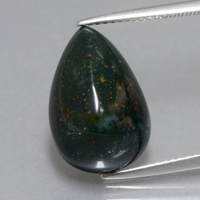 9.48 ct Green Bloodstone Gemstone, Bloodstone Gem in Pear Cabochon Shape for Sale.