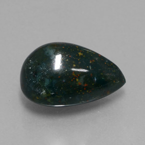 9.48 ct Green Bloodstone Stone, Natural Bloodstone in Pear Cabochon Shape for Sale