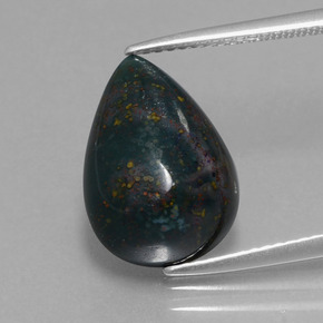 6.94 ct Green Bloodstone Gemstone, Bloodstone Gem in Pear Cabochon Shape for Sale.