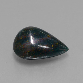 6.94 ct Green Bloodstone Stone, Natural Bloodstone in Pear Cabochon Shape for Sale