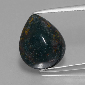 6.47 ct Green Bloodstone Gemstone, Bloodstone Gem in Pear Cabochon Shape for Sale.