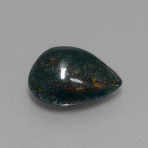 6.47 ct Green Bloodstone Stone, Natural Bloodstone in Pear Cabochon Shape for Sale