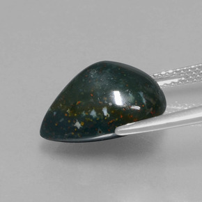 Bloodstone Gemstone in 14.4 x 11.9 mm Size for Sale, Bloodstone Stone in Spotted Green Color