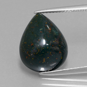 8.63 ct Green Bloodstone Gemstone, Bloodstone Gem in Pear Cabochon Shape for Sale.
