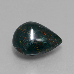 8.63 ct Green Bloodstone Stone, Natural Bloodstone in Pear Cabochon Shape for Sale