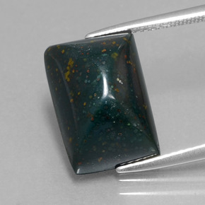 9.66 ct Green Bloodstone Gemstone, Bloodstone Gem in Baguette Cabochon Shape for Sale.