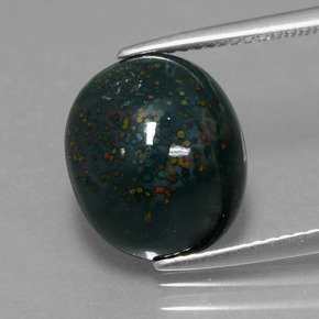 5.20 ct Green Bloodstone Gemstone, Bloodstone Gem in Oval Cabochon Shape for Sale.