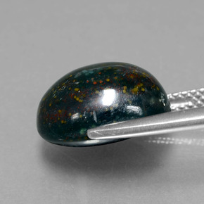 Bloodstone Gemstone in 12.5 x 10.5 mm Size for Sale, Bloodstone Stone in Spotted Green Color
