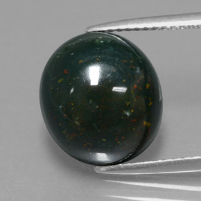 7.40 ct Green Bloodstone Gemstone, Bloodstone Gem in Oval Cabochon Shape for Sale.