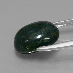 Bloodstone Gemstone in 12.6 x 10.3 mm Size for Sale, Bloodstone Stone in Spotted Green Color