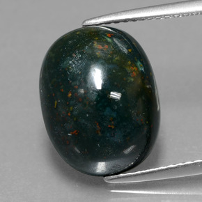 7.75 ct Green Bloodstone Gemstone, Bloodstone Gem in Oval Cabochon Shape for Sale.