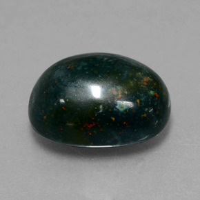 7.75 ct Green Bloodstone Stone, Natural Bloodstone in Oval Cabochon Shape for Sale