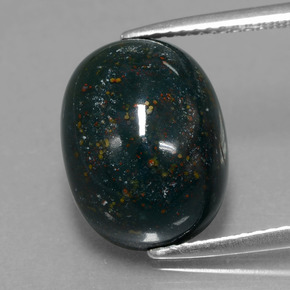 9.10 ct Green Bloodstone Gemstone, Bloodstone Gem in Oval Cabochon Shape for Sale.
