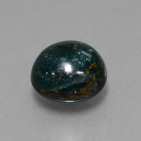 4.95 ct Green Bloodstone Stone, Natural Bloodstone in Round Cabochon Shape for Sale