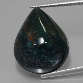 17.38 ct Green Bloodstone Gemstone, Bloodstone Gem in Pear Cabochon Shape for Sale.
