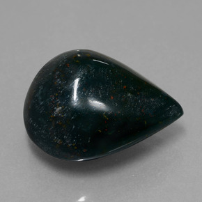17.38 ct Green Bloodstone Stone, Natural Bloodstone in Pear Cabochon Shape for Sale