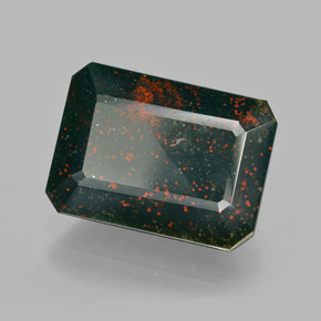 9.73 ct Green Bloodstone Stone, Natural Bloodstone in Octagon Facet Shape for Sale