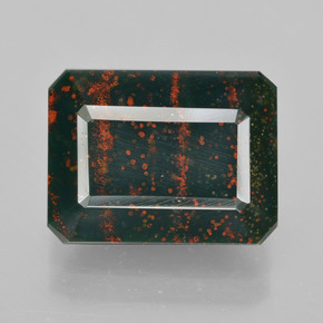9.25 ct Green Bloodstone Gemstone, Bloodstone Gem in Octagon Facet Shape for Sale.