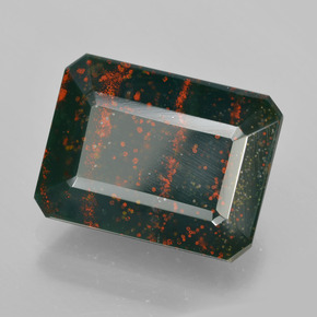 9.25 ct Green Bloodstone Stone, Natural Bloodstone in Octagon Facet Shape for Sale