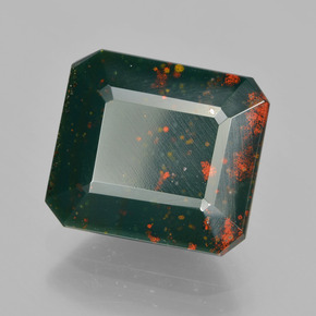 6.67 ct Green Bloodstone Stone, Natural Bloodstone in Octagon Facet Shape for Sale