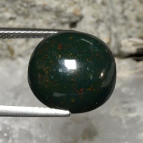 11.27 ct Green Bloodstone Stone, Natural Bloodstone in Round Cabochon Shape for Sale