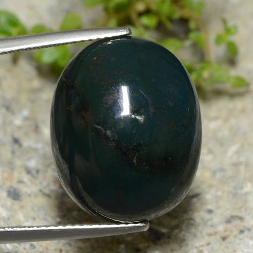 Темно-зеленый Кровавый Камень/Гелиотроп Камень - 19.3ct Овал Кабошон (ID: 474359)