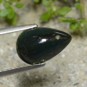 2.10 ct Green Bloodstone Stone, Natural Bloodstone in Pear Cabochon Shape for Sale
