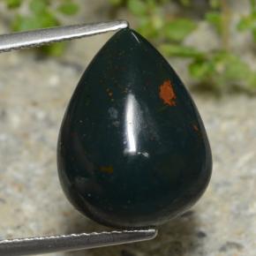 Multicolor Green Bloodstone Gem - 8.8ct Pear Cabochon (ID: 474362)