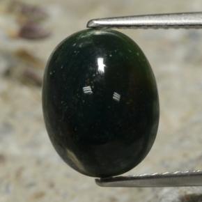 3.63 ct Green Bloodstone Gemstone, Bloodstone Gem in Oval Cabochon Shape for Sale.