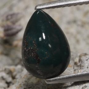 1.79 ct Green Bloodstone Gemstone, Bloodstone Gem in Pear Cabochon Shape for Sale.
