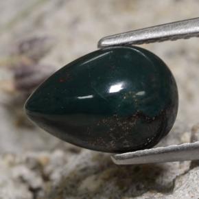 1.79 ct Green Bloodstone Stone, Natural Bloodstone in Pear Cabochon Shape for Sale